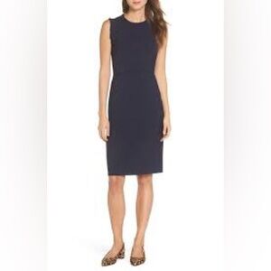 J. Crew Women Wool Navy Blue Sheath Dress Ruffle Trim Detail Business Size 10